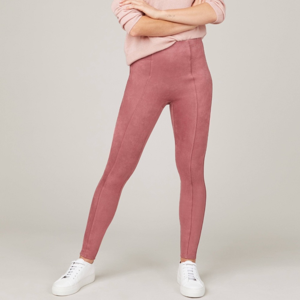 Spanx Rich Rose Faux Suede Leggings Pants NWT Size 1X
